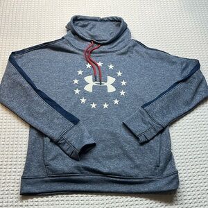 Under Armour Sweatshirt Top Womens Size Medium Blue Wrap Cowl Neck Pre Owned